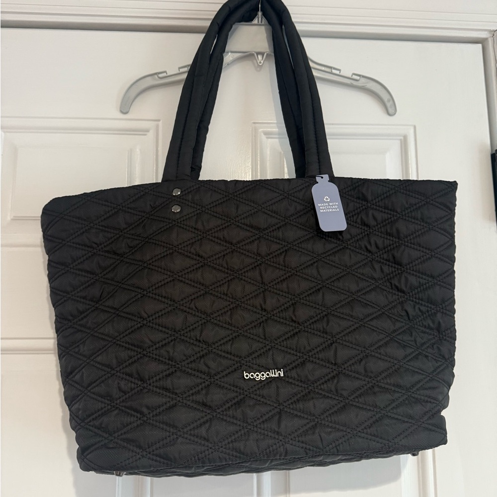 Baggallini Black Quilted Tote Bag